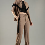 Women’s Half Sleeve V-Neck Textured Zipper Jacket