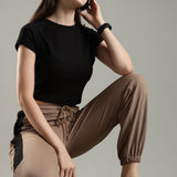 Women's High-neck Corset Top with Raglan Sleeves