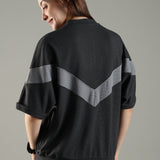 Women’s Half Sleeve V-Neck Textured Zipper Jacket