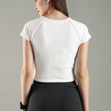 Women's High-neck Corset Top with Raglan Sleeves