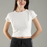 Women's High-neck Corset Top with Raglan Sleeves