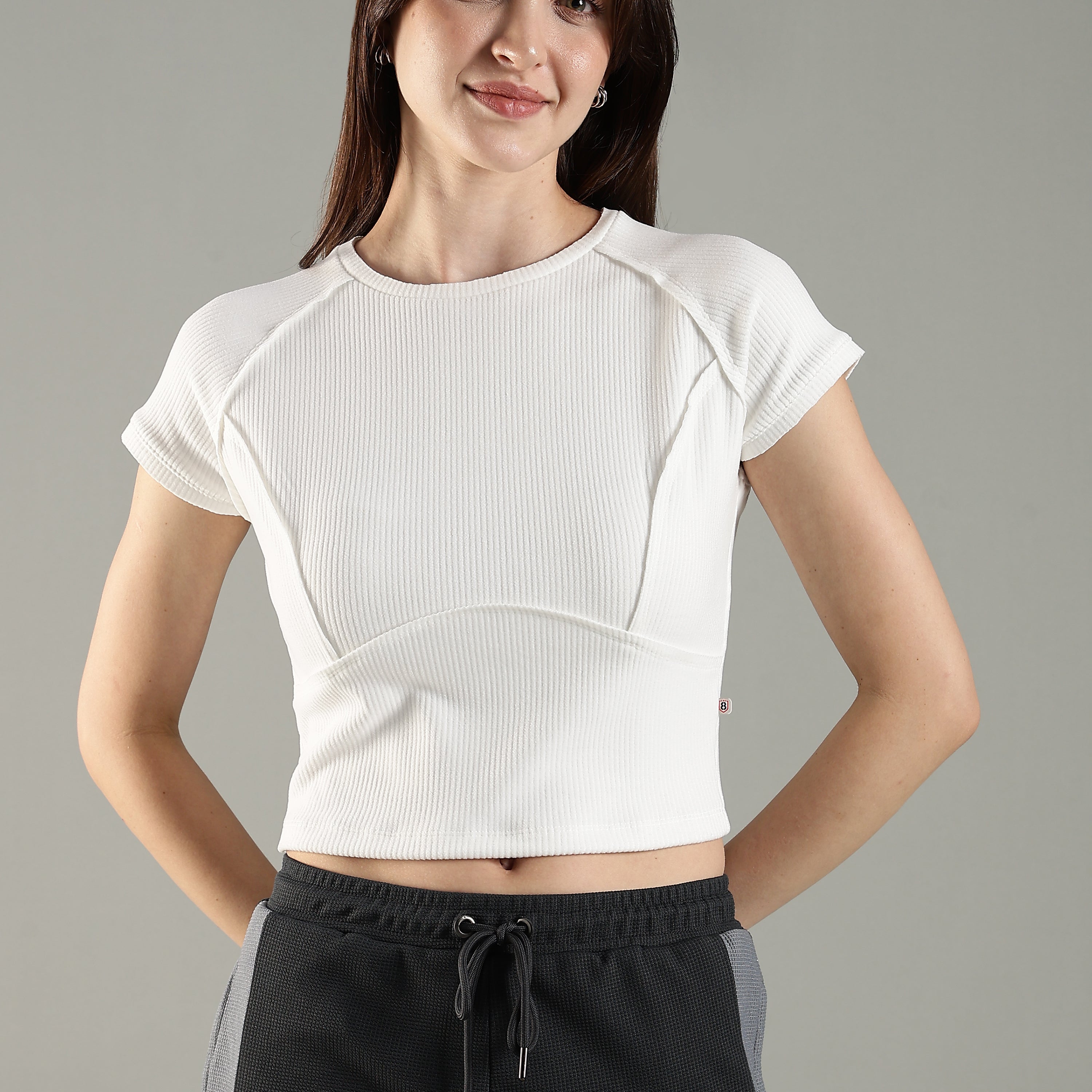 Women's High-neck Corset Top with Raglan Sleeves