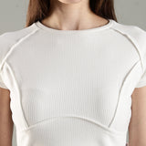 Women's High-neck Corset Top with Raglan Sleeves