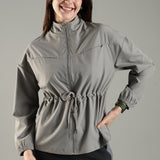 Women's Woven Jacket with High Neck & Zipper Opening