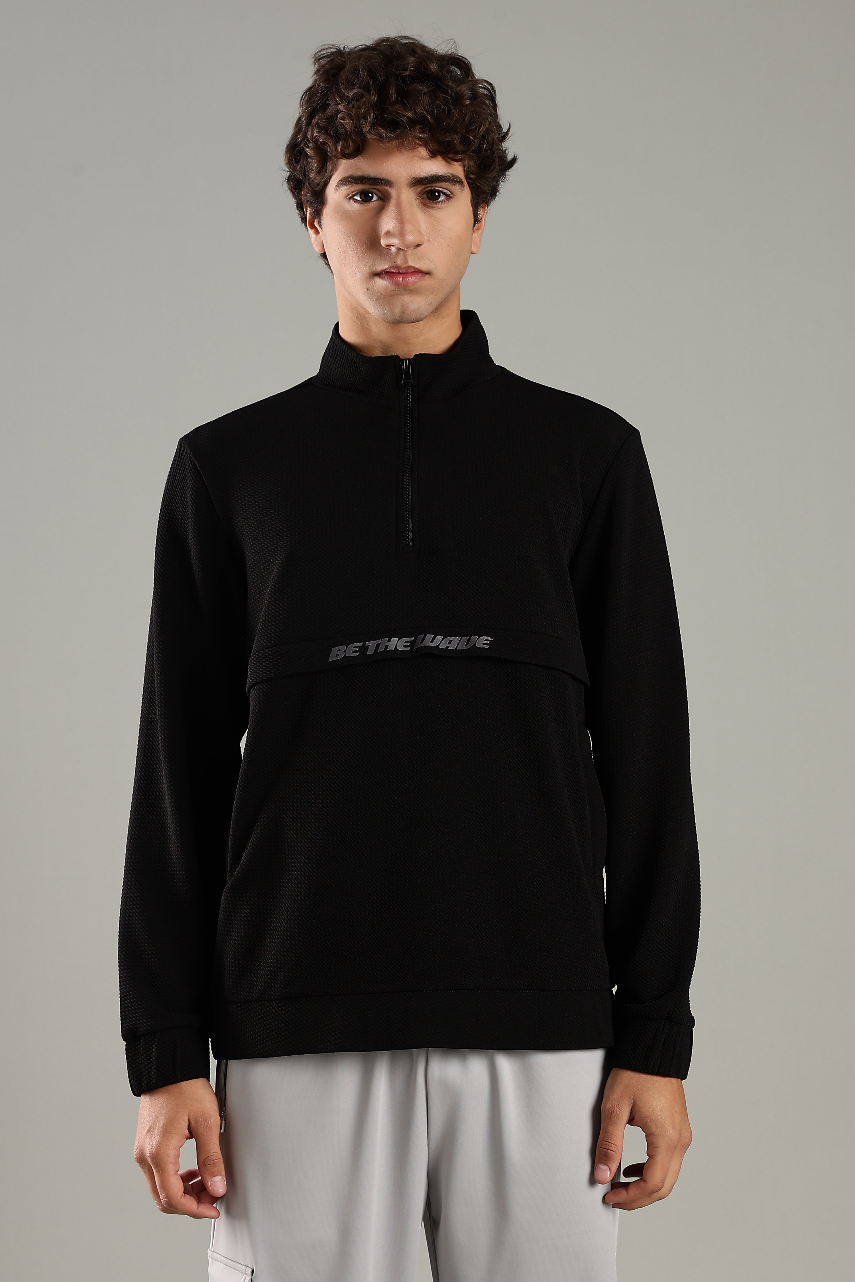 Men’s Half Reverse Zip Jacket with Printed Flap & Zipper Pocket