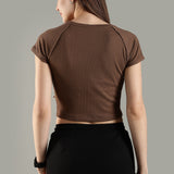 Women's High-neck Corset Top with Raglan Sleeves