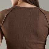 Women's High-neck Corset Top with Raglan Sleeves