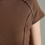 Women's High-neck Corset Top with Raglan Sleeves