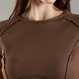 Women's High-neck Corset Top with Raglan Sleeves