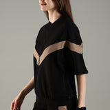 Women’s Half Sleeve V-Neck Textured Zipper Jacket