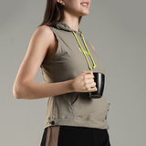 Women’s Sleeveless Hoodie with Adjustable Waist and Kangaroo Pocket