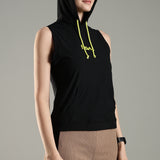Women’s Sleeveless Hoodie with Adjustable Waist and Kangaroo Pocket