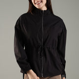 Women's Woven Jacket with High Neck & Zipper Opening