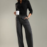 Women's Everyday Multipocketed Workleisure Pants with Zipper and button closure