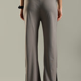 Women's Flared Workleisure Pant with Wide Bell Bottom Slit & Hollywood Waistband