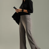 Women's Flared Workleisure Pant with Wide Bell Bottom Slit & Hollywood Waistband