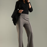Women's Flared Workleisure Pant with Wide Bell Bottom Slit & Hollywood Waistband