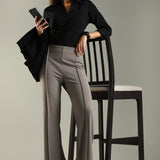 Women's Flared Workleisure Pant with Wide Bell Bottom Slit & Hollywood Waistband