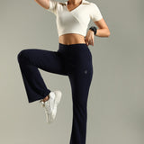 DOMIN8 Women Flared Mid-Rise Trousers