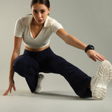 DOMIN8 Women Flared Mid-Rise Trousers