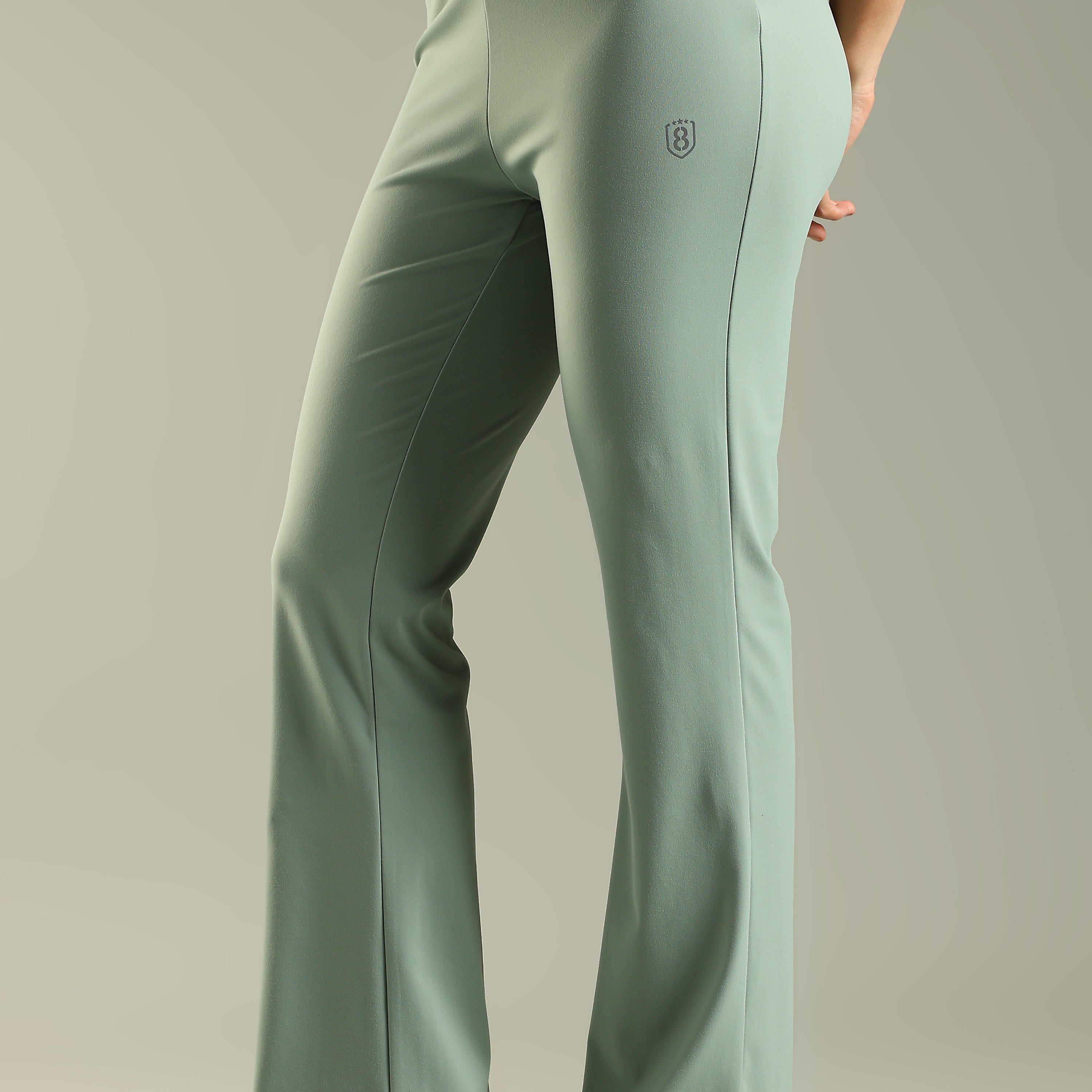 DOMIN8 Women Flared Mid-Rise Trousers