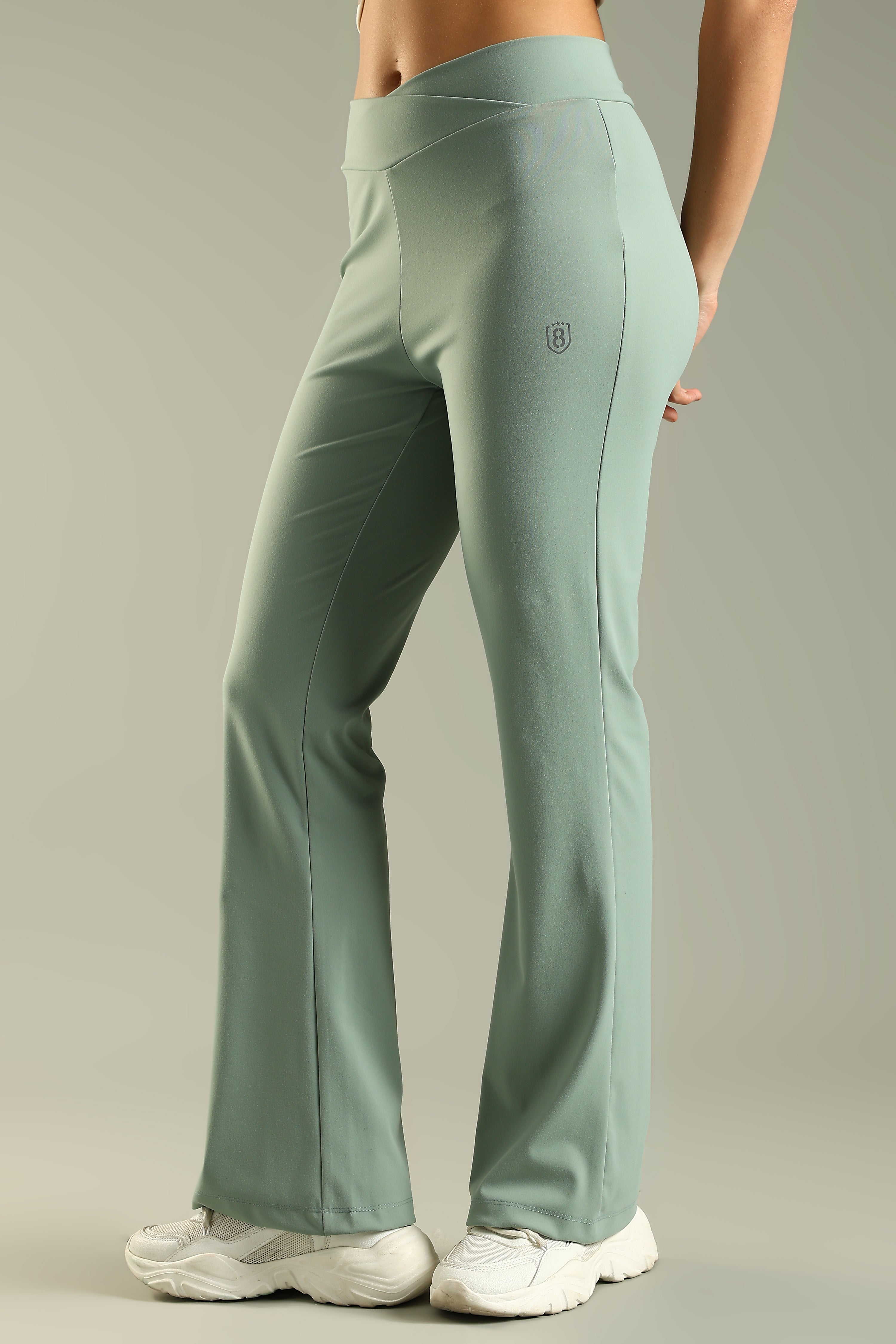 DOMIN8 Women Flared Mid-Rise Trousers