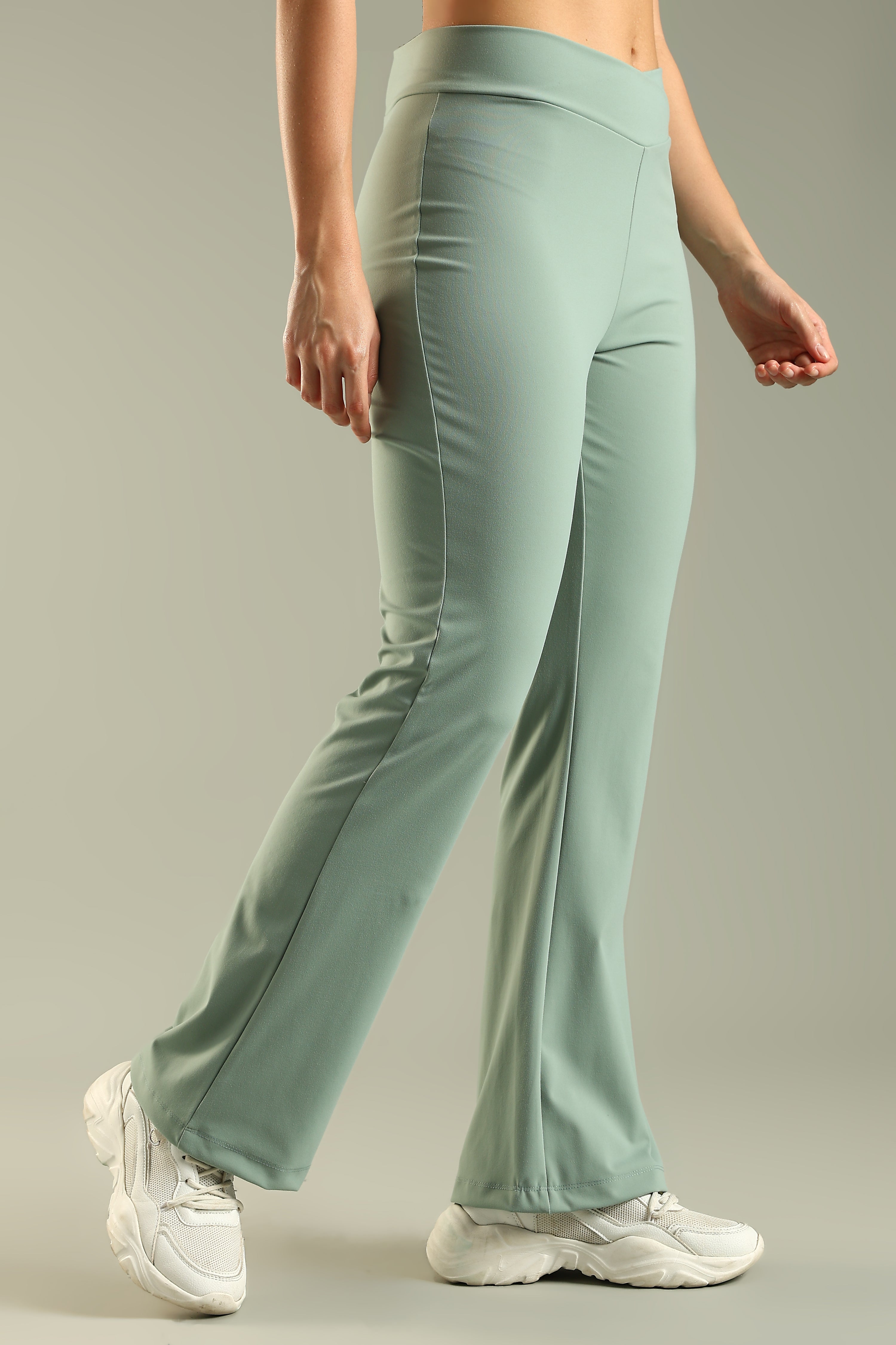 DOMIN8 Women Flared Mid-Rise Trousers