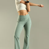 DOMIN8 Women Flared Mid-Rise Trousers