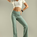DOMIN8 Women Flared Mid-Rise Trousers
