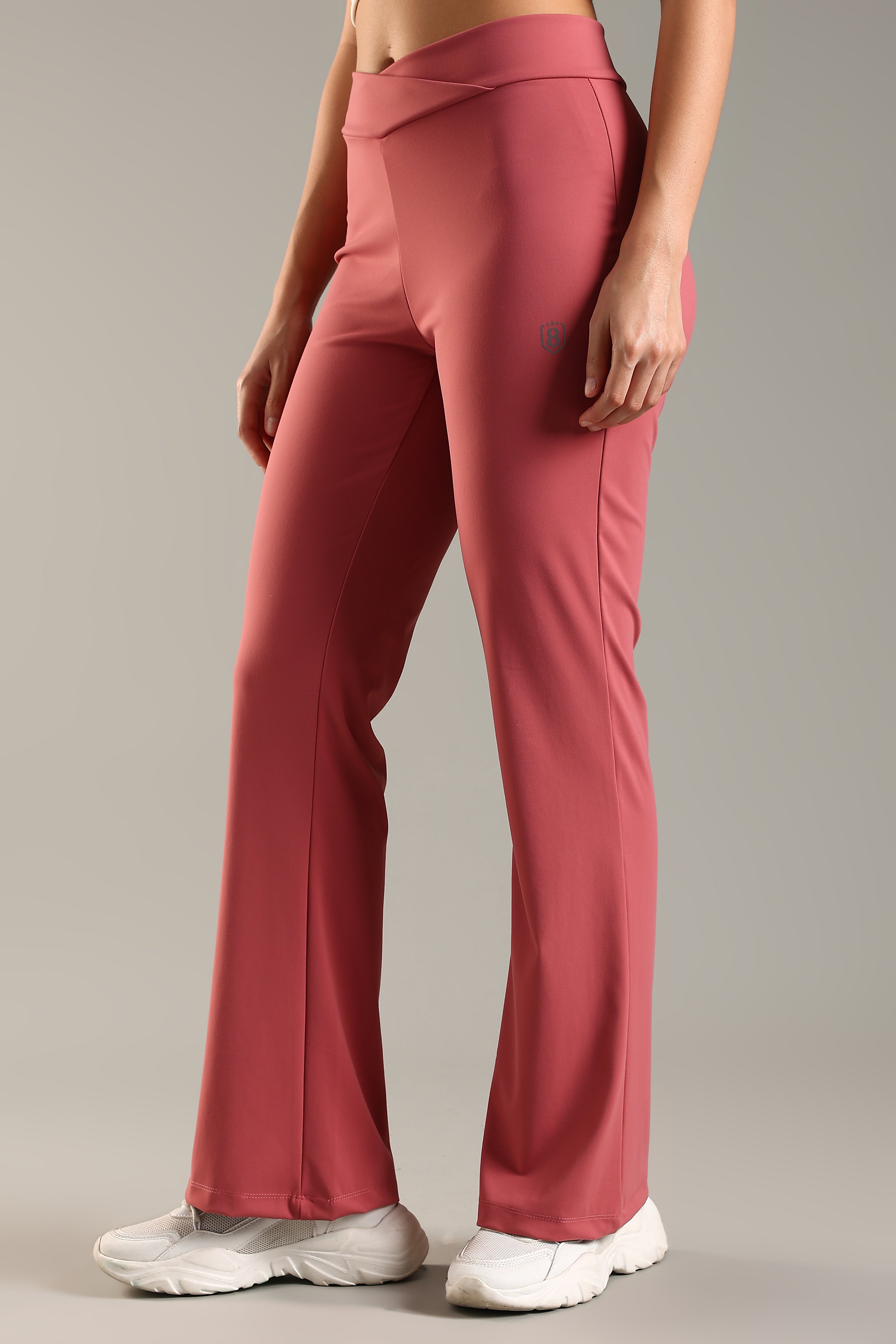 DOMIN8 Women Flared Mid-Rise Trousers