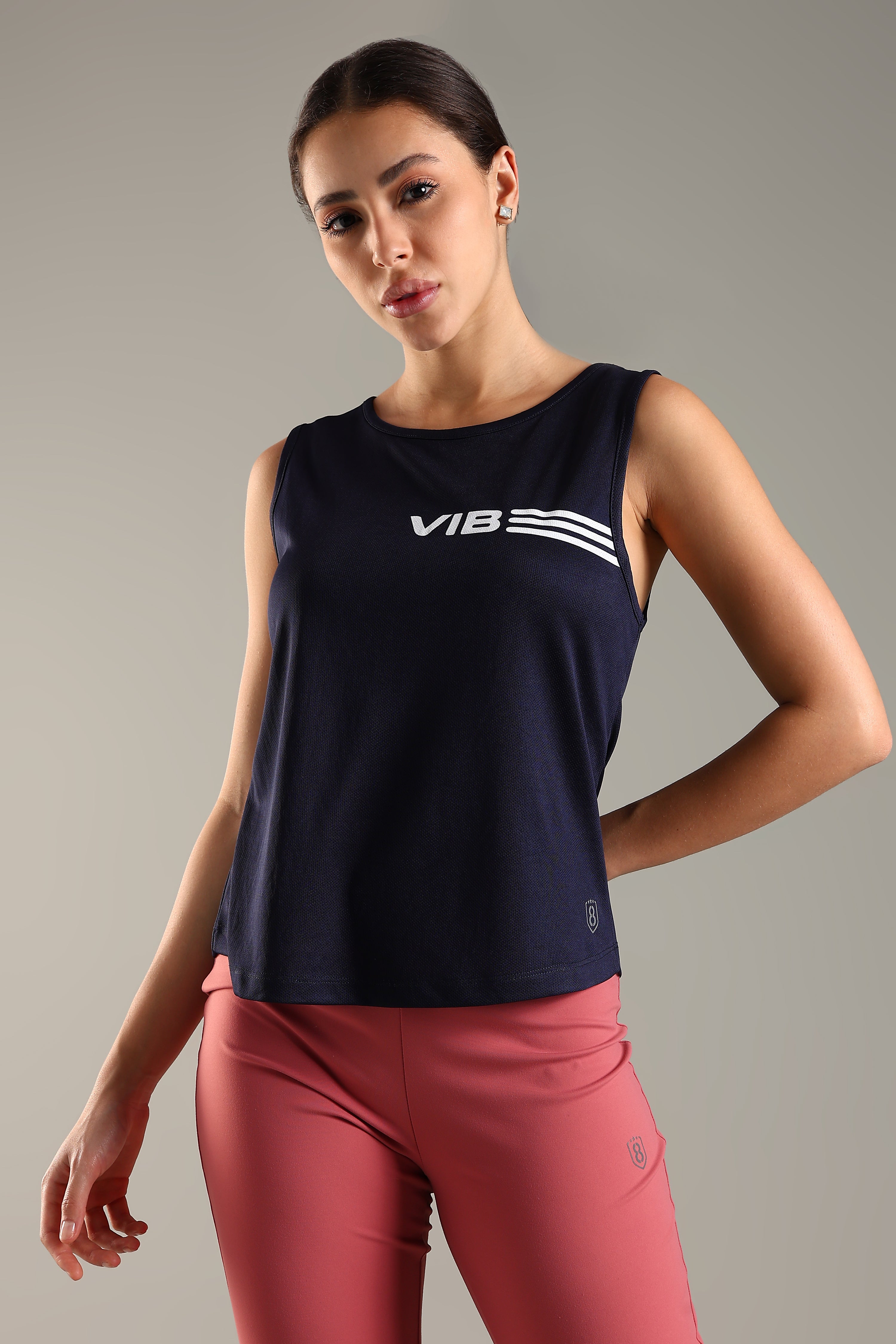 Women's Scoop Neck Tank Top with Chest Print
