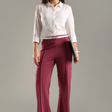 Women's Flared Workleisure Pant with Wide Bell Bottom Slit & Hollywood Waistband