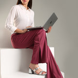 Women's Flared Workleisure Pant with Wide Bell Bottom Slit & Hollywood Waistband