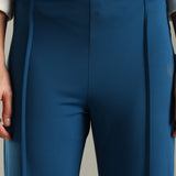 Women's Flared Workleisure Pant with Wide Bell Bottom Slit & Hollywood Waistband