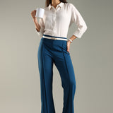 Women's Flared Workleisure Pant with Wide Bell Bottom Slit & Hollywood Waistband