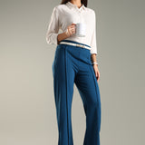 Women's Flared Workleisure Pant with Wide Bell Bottom Slit & Hollywood Waistband