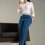 Women's Flared Workleisure Pant with Wide Bell Bottom Slit & Hollywood Waistband