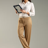 Women's Ankle Length Workleisure Pant with Front Pleat and Zipper Opening