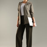 Women's Hooded All Weather Jacket with Side seam pockets in sleeve