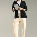Women's Hooded All Weather Jacket with Side seam pockets in sleeve