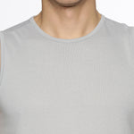 Breathable workout tank for men in stylish grey color