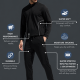 Men's High Neck Breathable Sports Tracksuit with Contrast Piping & Pockets