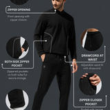 Men's High Neck Breathable Sports Tracksuit with Contrast Piping & Pockets