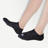 Close-up of black nylon low ankle socks – perfect for everyday wear