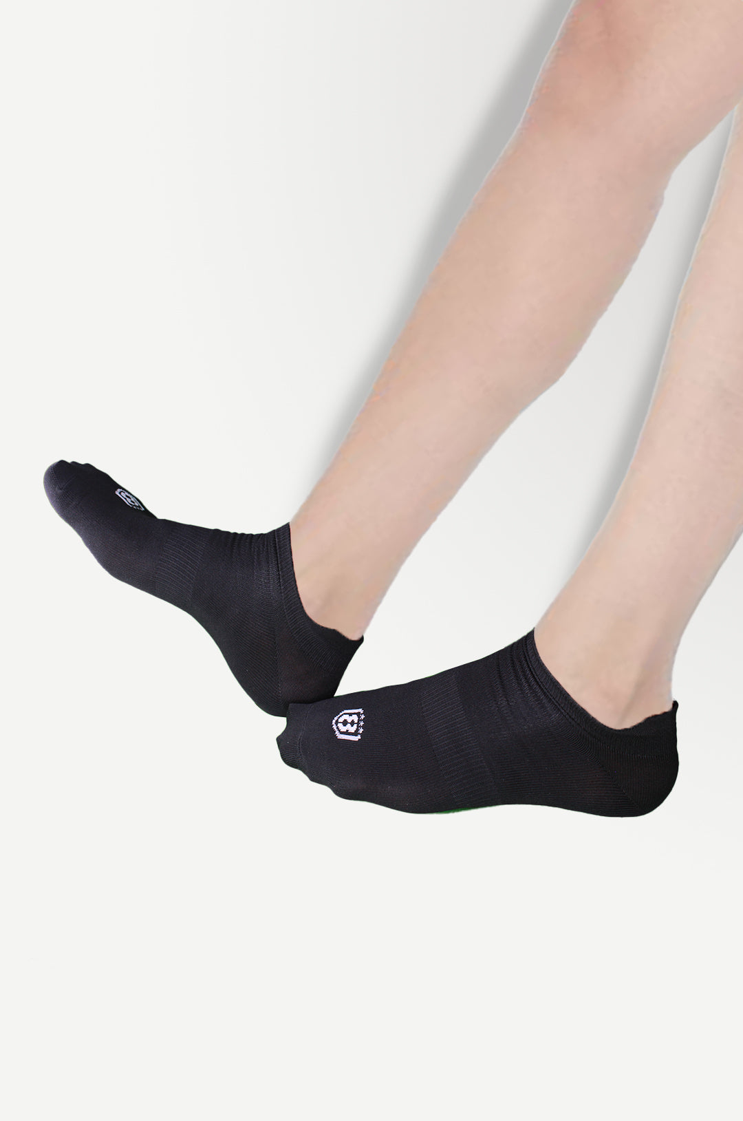 Close-up of black nylon low ankle socks – perfect for everyday wear