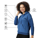 Comfortable quilted hoodie for women in blue with soft fabric