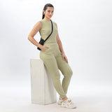 Womens Cotton Crop Top and draw string side pocket Jogger