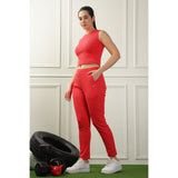 Womens Cotton Crop Top and Draw String Side Pocket Jogger