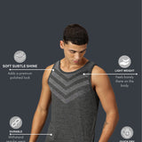 Men Slim Fit Sleeveless Tank Top with Arrow Print at Chest
