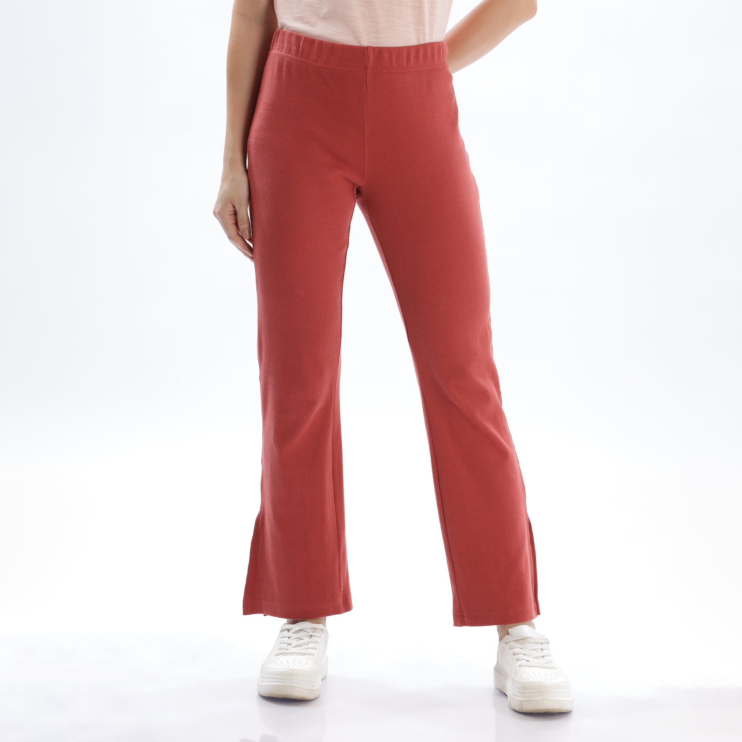 Women's Cotton Slim Flared Stretchy and slim Fit Slit Pant